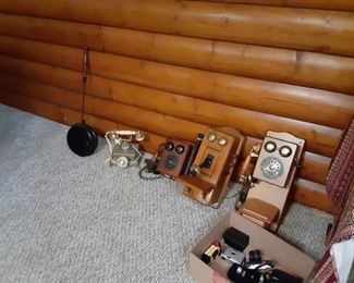 Antique crank telephones Oak
