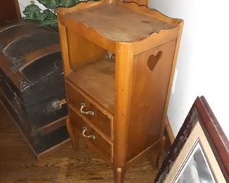 Antique side table with heart
