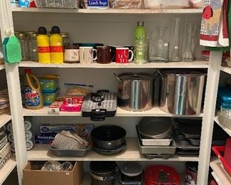 Large pantry full of useful every day items!  All clean and new or gently used.