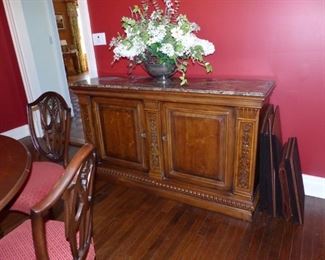 Marble top buffet cabinet
