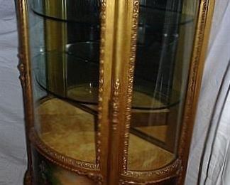 Gold Gilded Curved Glass Curio Cabinet