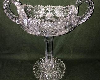 2 Handled Brilliant Cut Glass Compote