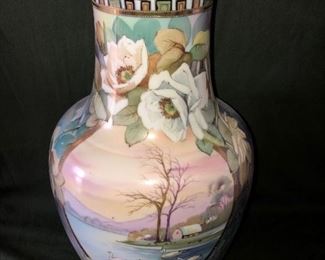 Large Hand Painted Scenic Nippon Floor Vase
