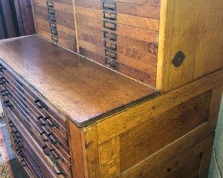 3 Section Oak Stacked Map/ Printers Case