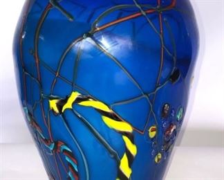 Large Blue Murano Art Glass Floor Vase