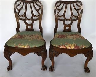 Pair Claw Foot Dining Chairs