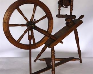 Walnut Spinning Wheel, Complete, Working