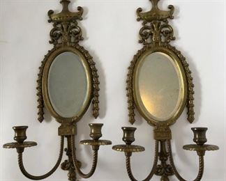 Brass Mirrored Wall Candle Sconces