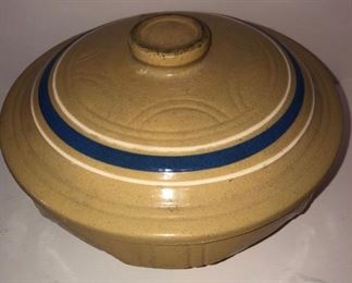 Yelloware Blue Banded Covered Bowl