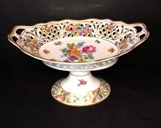 Dresden Reticulated Floral Compote