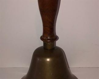 Large Wooden Handled Brass School Bell