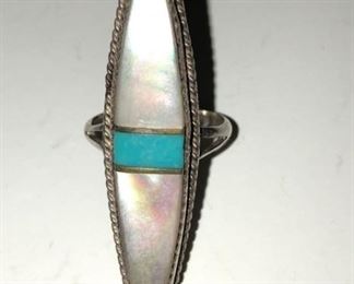 Turquoise & Sterling & Mother Of Pearl