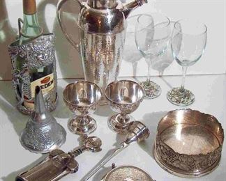 Silver Plate Bar Items Incl. Pairpoint