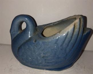 Blue Stoneware Swan