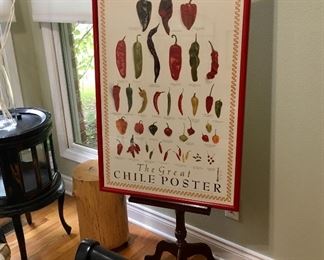 Quality Framed Chile Print Poster, on a sold separately Cherry wood Easel.   