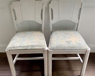 Item 1:  (2) Chairs in need of reupholstery - 19"l x 15.5"w x 34"h:  $50