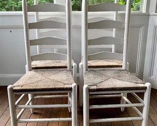 Item 2:  (4) Ladder Back Chairs with Rush Seats - 19"l x 15.5"w x 34"h:   $150