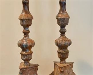 Item 8:  (2) Cast Metal Candlesticks - 16.5":  $15