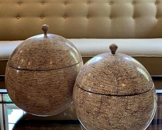 Item 22:  (2) Maitland Smith Decorative Lidded Crackle Decor: $ 130 for both                                                                   Small - 7"                                                                                                                   Large - 9"