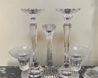 Item 41:  Decorative Glass Candlesticks:  $25                                            Tallest pair - 16"