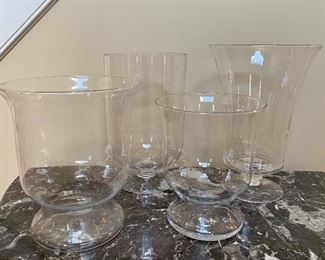Item 173:  Lot of (4) Glass Hurricanes:  $32                                                                             Largest - 9" x 13"