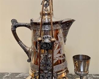 Item 48:  Pairpoint Ornate Teapot - 18.5" - some condition issues with silver plate: $125  