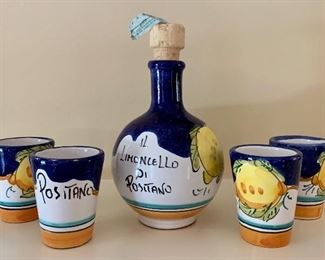 Item 184:  Limoncello Decanter and Glasses: $25