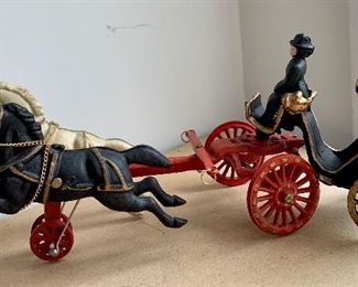 Item 197:  Vintage Cast Iron Buggy, Man and Two Horses: $85