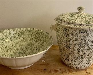 Item 200:  Antique Transferware Chamber Pot and Wash Bowl- As Is: $40