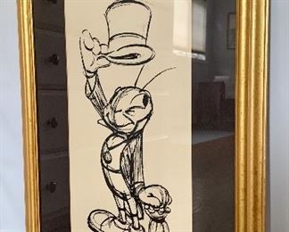 Item 58:  Jiminy Cricket Silkscreen from an Original Animation Drawing for Pinocchio - 24" x 35.75":  
