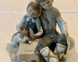 Item 101:  Lladro- Boy and Girl with Dog - 6": $75