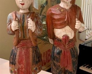 Item 24:  Oriental Carved Statues -   Pair $150                                                            Tallest - 20"