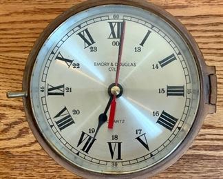 Item 103:  Emory and Douglas Ship's Brass Quartz Clock - 8" x 4": $40