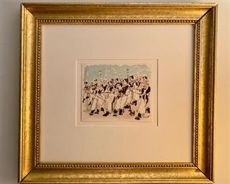 Item 137:  "The Race of the Waiters in Paris" Lithograph by Urbain Huchet (1989) - 5.75" x 7":  $150