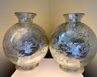 Item 144:  (2) Pottery Barn Decorative Vases - 9.5":  $26
