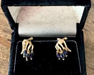 Item 157:  Vintage 14K Earrings with Sapphires:  $250