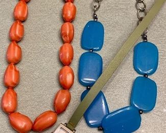 Lot #5:  Assorted Jewelry - Turquoise Style, Orange and Green Watch: $25