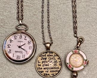 Lot #8:  Assorted Necklaces - Joy and Two Watch Pendants: $30                                                                                                       