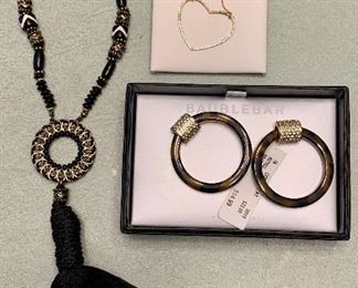 Lot #9:  Assorted Jewelry - Black Tassle, Boxed Earrings and New Heart Pendant: $25