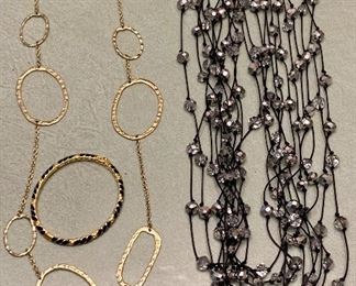 Lot 12:  Assorted Necklaces - Bracelet by Lauren G. Adams, gold necklace and multistrand party necklace: $50