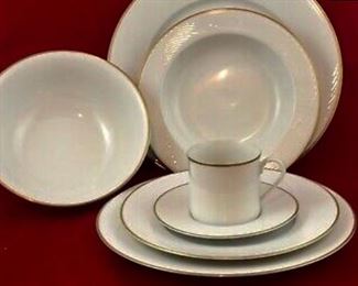 Dansk China Tapestries, Gold Brocade: $200        12 dinner plates
23 salad/dessert plates
12 rimmed bowls
11 coffee cups
13 saucers