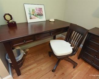 Pottery Barn Hudson Desk and Chair  $225
Desk is 5’ wide, 2.7” tall, 2’6” deep. 