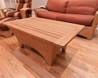 Wood-top wicker coffee table $125
For indoor or covered porch use.