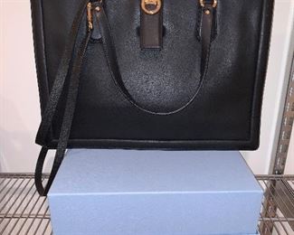 Ferragamo black leather tote briefcase in excellent condition $495
