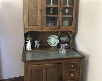 Stunning Antique Kitchen Cabinet w/Zink Top