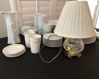 Cut crystal lamp, lovely dinnerware