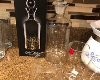 Fitz and Floyd decanter and glasses set