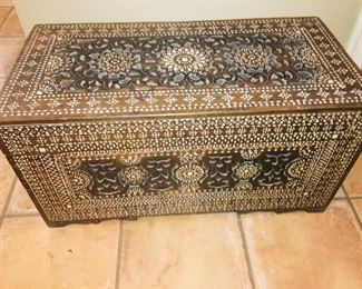Antique Filipino shell inlay blanket chest