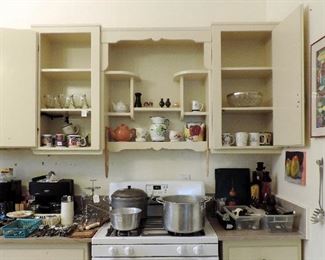 KITCHEN ITEMS: POTS, PANS, UTENSILS, MUGS  & KRUPS COFFEE, CAPPUCCINO & ESPRESSO MAKERS