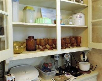 BUTLER'S PANTRY FULL OF TIARA GLASSES SET, VINTAGE KITCHENWARE & MIXERS